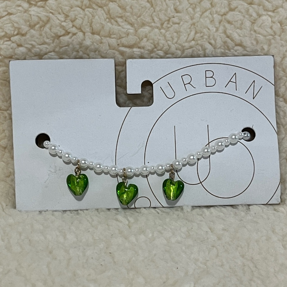 Urban Outfitters Green Heart Charm Necklace